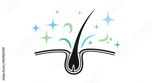 Hair follicle illustration with sparkling elements a striking silhouette