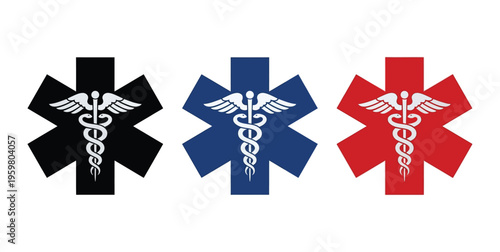 Vector illustration of paper people holding hands in a heart shape with a medical cross symbol and business logo design elements