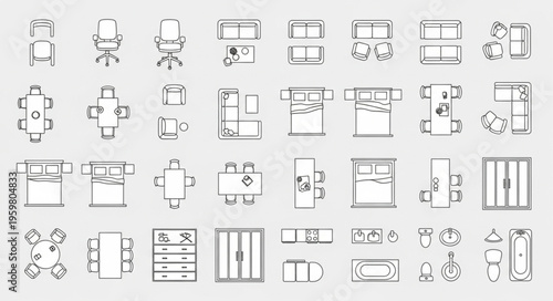 Furniture Plan Symbols - Top View Icons for Interior Design.