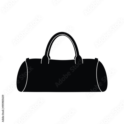 Black duffel bag silhouette vector isolated on white background for travel and gym design