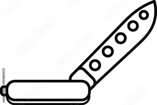 Pocket knife line icon camping tool outline vector illustration
