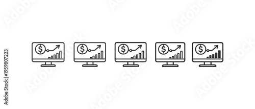 Vector illustration of social media icons displayed on a laptop screen and mobile phone representing a modern business communication technology set for web and internet design