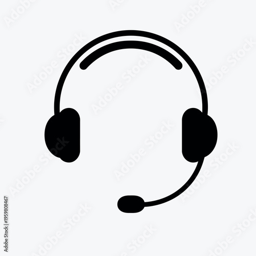 flat customer support headset vector icon, minimal modern illustration for apps and websites, editable stroke design, isolated scalable elements suitable for ui, branding, and service platform project
