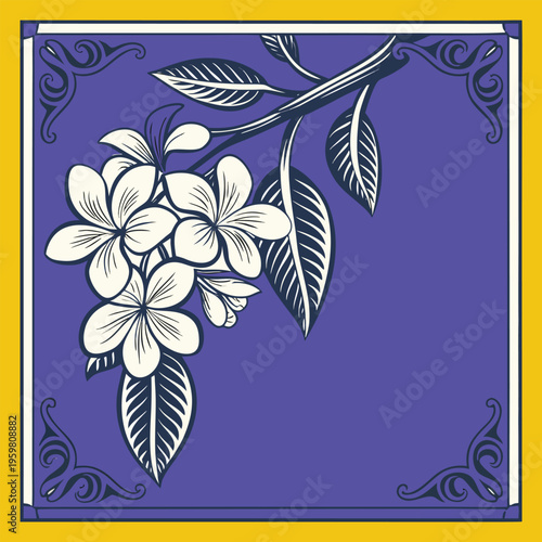 Photo frame with a corner Thailand line floral for picture.eps