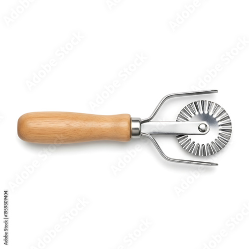 Professional stainless steel dough cutter with wooden handle for pasta and pastry making