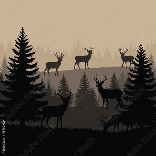 Deer standing on a hill together.