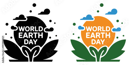 earth day badge designs colorful flat