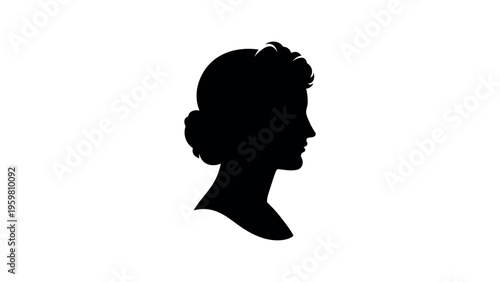 Black silhouette profile of woman with updo