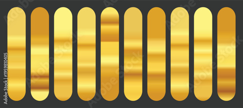 Collection of premium golden metallic gradient swatches