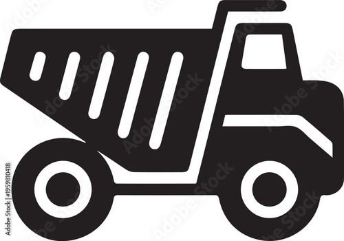 Vector illustration of a forklift truck icon and vehicle with trailer for cargo shipping and construction delivery service transportation