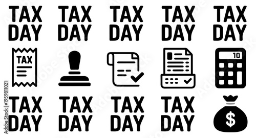 tax day finance logo icon bundle