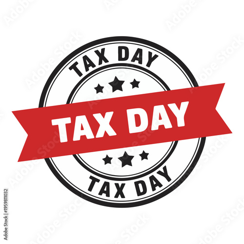 tax day round stamp label