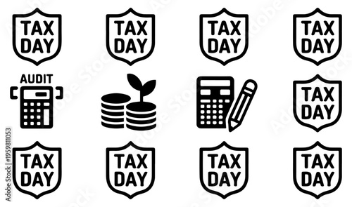 tax day finance logo icon bundle