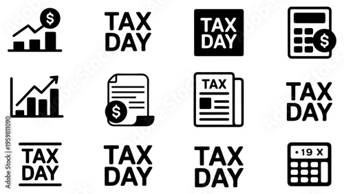 modern tax day finance icon set