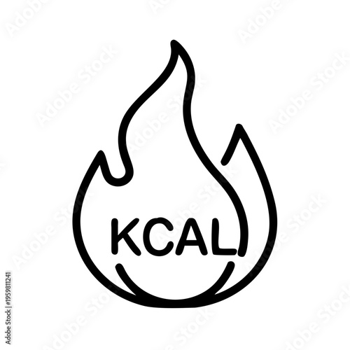 Kcal calorie burn icon for diet fitness and nutrition tracking and healthy lifestyle and weight loss plan