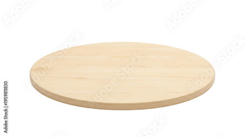 Schilderij op canvas Blank round wooden board isolated. Kitchen tray mockup.