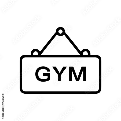 Gym fitness center workout sign vector graphic for health club training exercise and bodybuilding design