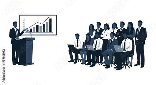 Business presentation with audience in a dark striking silhouette