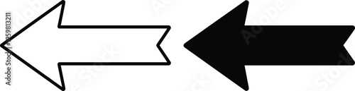 Free Download Stylized left arrow icons in outline and solid fill design, representing direction, navigation, movement, user interface, graphic design, and instructional illustration. - GFXLoad
