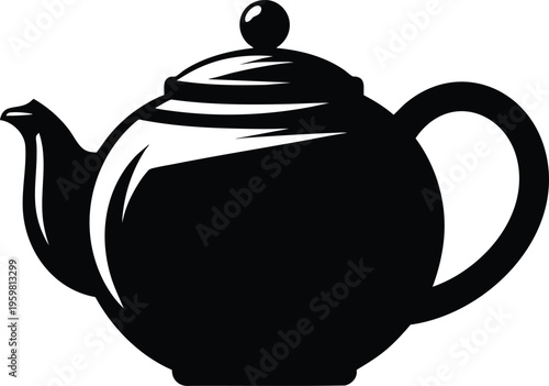 Classic black teapot silhouette simple vector illustration for beverage branding and kitchenware design isolated on white background