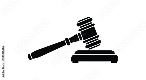 Black gavel and sounding block illustration a legal symbol silhouette