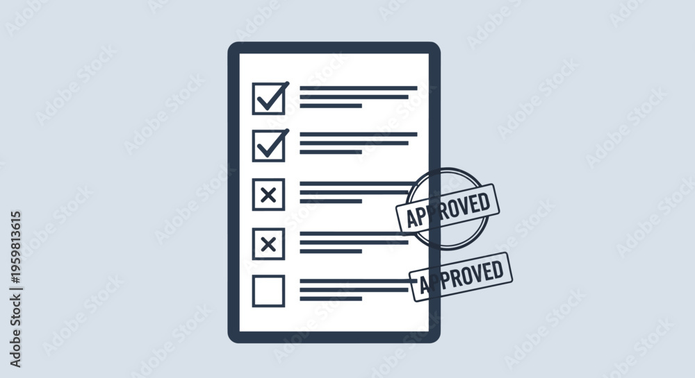 Fototapeta premium Flat minimalist illustration of corporate budgeting approval b