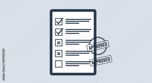 Flat minimalist illustration of corporate budgeting approval b