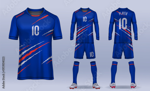 t-shirt sport design template, Soccer jersey mockup for football club. uniform front and back view.	