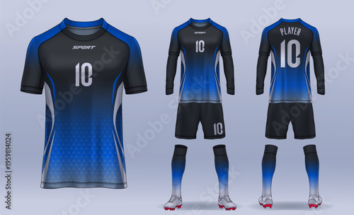 t-shirt sport design template, Soccer jersey mockup for football club. uniform front and back view.	
