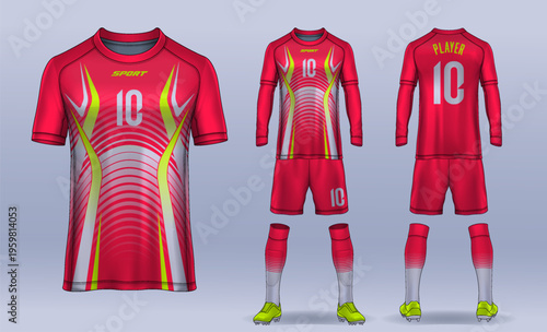 t-shirt sport design template, Soccer jersey mockup for football club. uniform front and back view.	