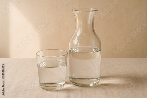 Minimalist Glass Carafe and Water Glass