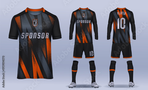 t-shirt sport design template, Soccer jersey mockup for football club. uniform front and back view.	