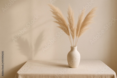 Minimalist Pampas Grass in Ceramic Vase
