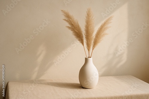 Minimalist Pampas Grass in Ceramic Vase
