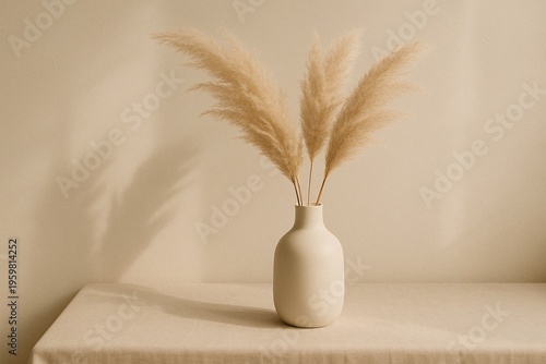 Minimalist Pampas Grass in Ceramic Vase
