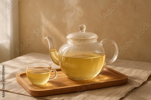 Warm Herbal Tea Set with Glass Teapot