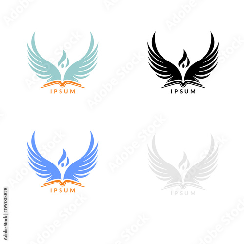 Logo wektorowe - książka, nauka, orzeł, zapał