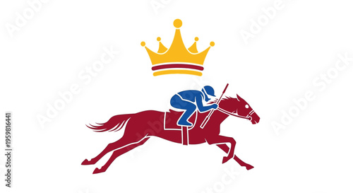 Horse Racing Jockey Riding Fast Galloping.