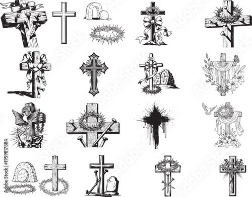 He is Risen Christian Easter Cross