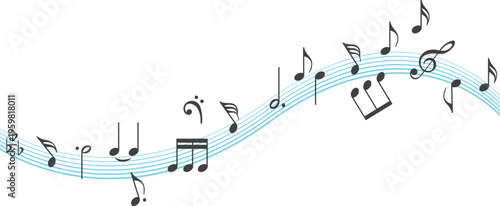 다양한 음표가 그려진 악보