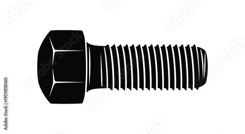 A black bolt with visible threading shown in stark silhouette