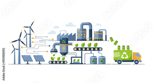 Eco-Friendly Manufacturing Cycle: Renewable Energy Powering Green Production & Waste Recycling