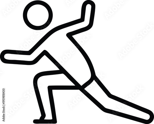 A simple black and white line drawing depicts a stick figure actively running showcasing dynamic movement and a sense of speed high quality professional detailed modern