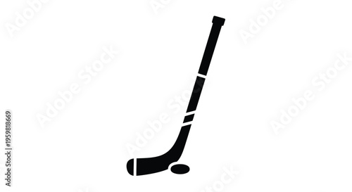 A simple black silhouette of a hockey stick angled downwards