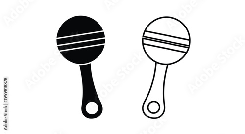 Two maracas one solid black and one outlined displayed side by side