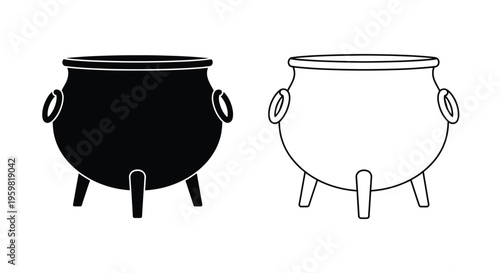 Two contrasting depictions of a classic cauldron one dark one light