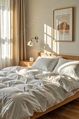 Cozy and Modern Bedroom with Soft Bedding and Natural Light