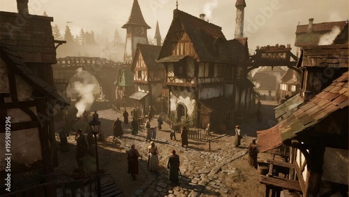 Charming Medieval Village with Cobblestone Streets and Timeless Architecture