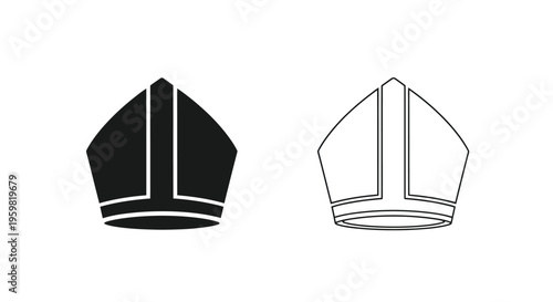 Two depictions of a papal tiara one filled and one outlined