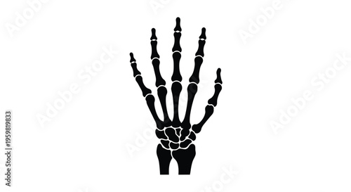 A black silhouette of a human hand s skeletal structure